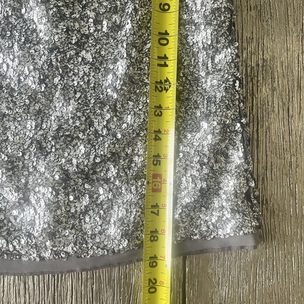 Abercrombie & Fitch Sequin Cropped Tank Top XS Silver Open Back Sparkly - Picture 7 of 12